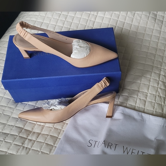 NEW Stuart Weitzman Tan Slingback Heels Size 7 - Picture 1 of 5